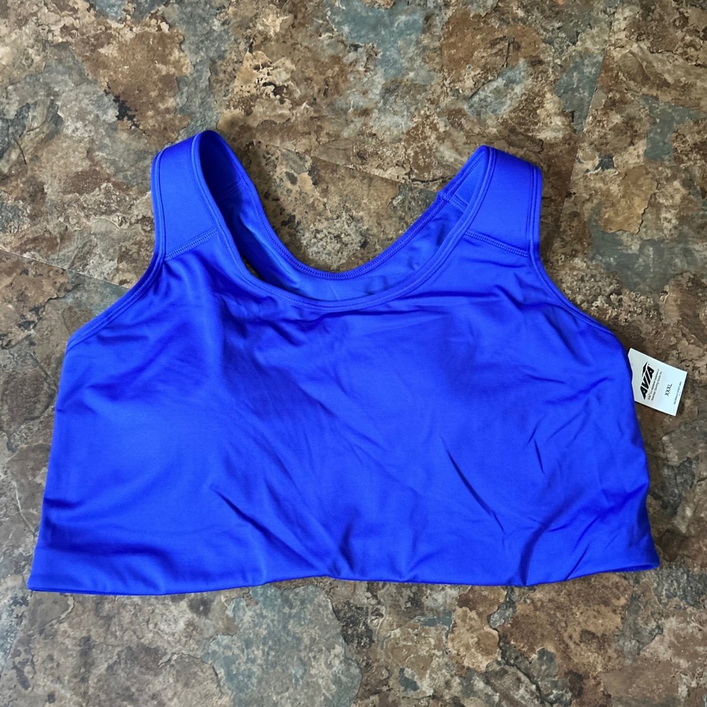 Avia Wirefree Sports Bra Womens Size XXXL Blue Racerback Medium Support